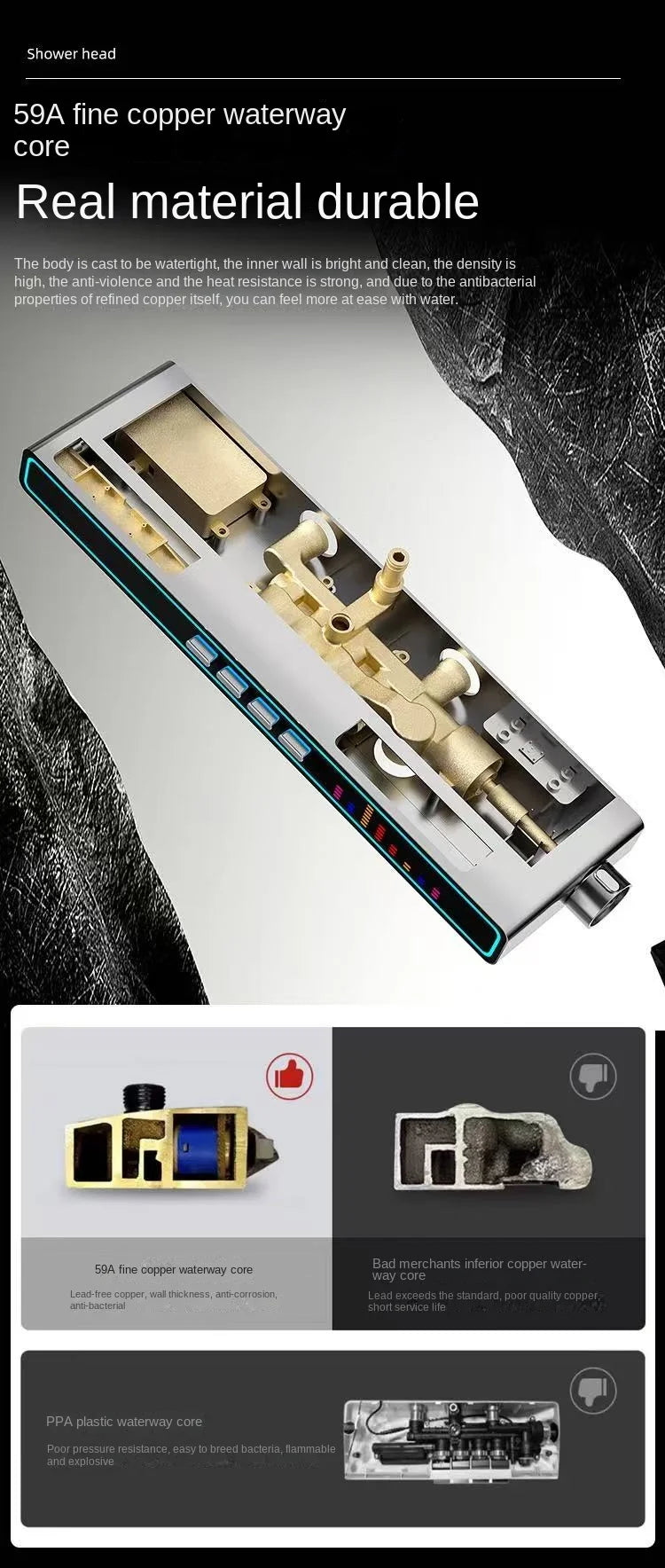 Bluetooth Music Digital Bathroom Shower System Ambient Lighting thermostatic Digital Bathroom Shower Set Faucets Accessories