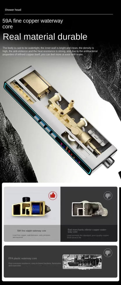 Bluetooth Music Digital Bathroom Shower System Ambient Lighting thermostatic Digital Bathroom Shower Set Faucets Accessories