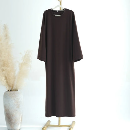 Casual Muslim Abaya Sweatshirt Long Dress for Women Daily Wear Plain Loose Abayas Islam Clothing Ramadan Eid Dubai Turkey Arabic.