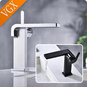 VGX Bathroom Faucets Luxury Gold Basin Mixer Sink Faucet Gourmet Washbasin Tapware Hot Cold Water Tap Brass Chrome Black Grey