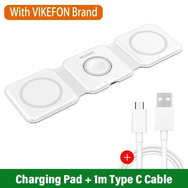 Foldable 3-in-1 Wireless Charger Dock For iPhone 16 15 14 13 12 Pro Max Apple Watch 10/9/8/7/6/5 AirPods Pro Fast Charging Pad