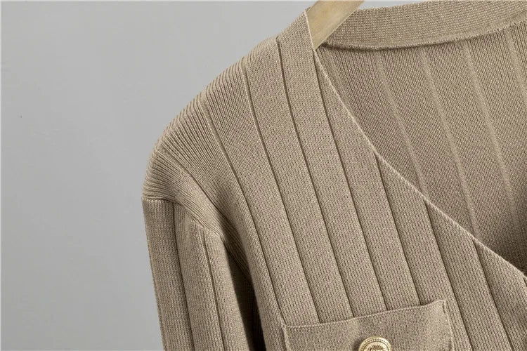 Three Piece Sets Women Pant Set Cardigan Vests Sweater Work Elegant Spring V Neck Open Stitch Knitted Long Pants Matching Sets.