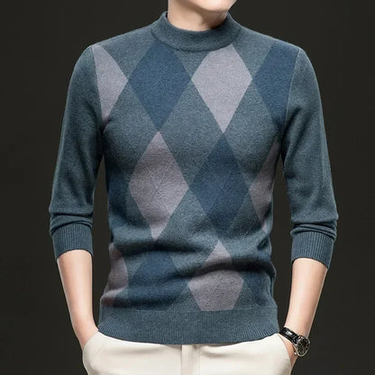 New High Quality Men's  Fashion Business Casual Knitted Sweater Warm Pullover Tops Mens Clothes