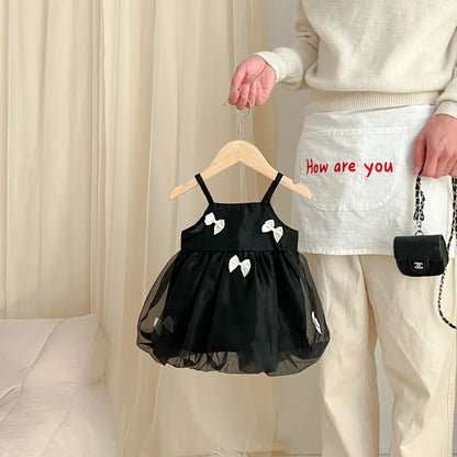 Neu im Sommer Neugeborene Baby Prinzessin süße Kleidung Sling Kleider Schleife Shorts solide Weste Body Kurzarm Kleid Kinder