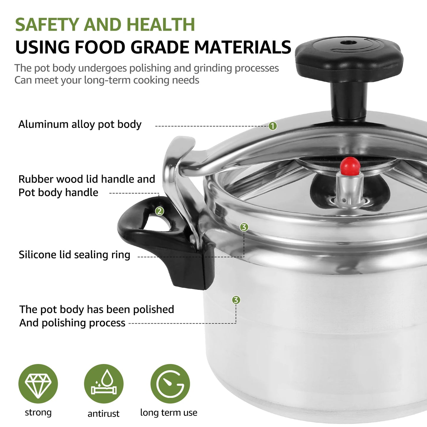 Small Pressure Cooker 3 Litre Pressure Canner with Safety Valve Suitable for All Hob Types Multipurpose Pressure Cooker Pot.