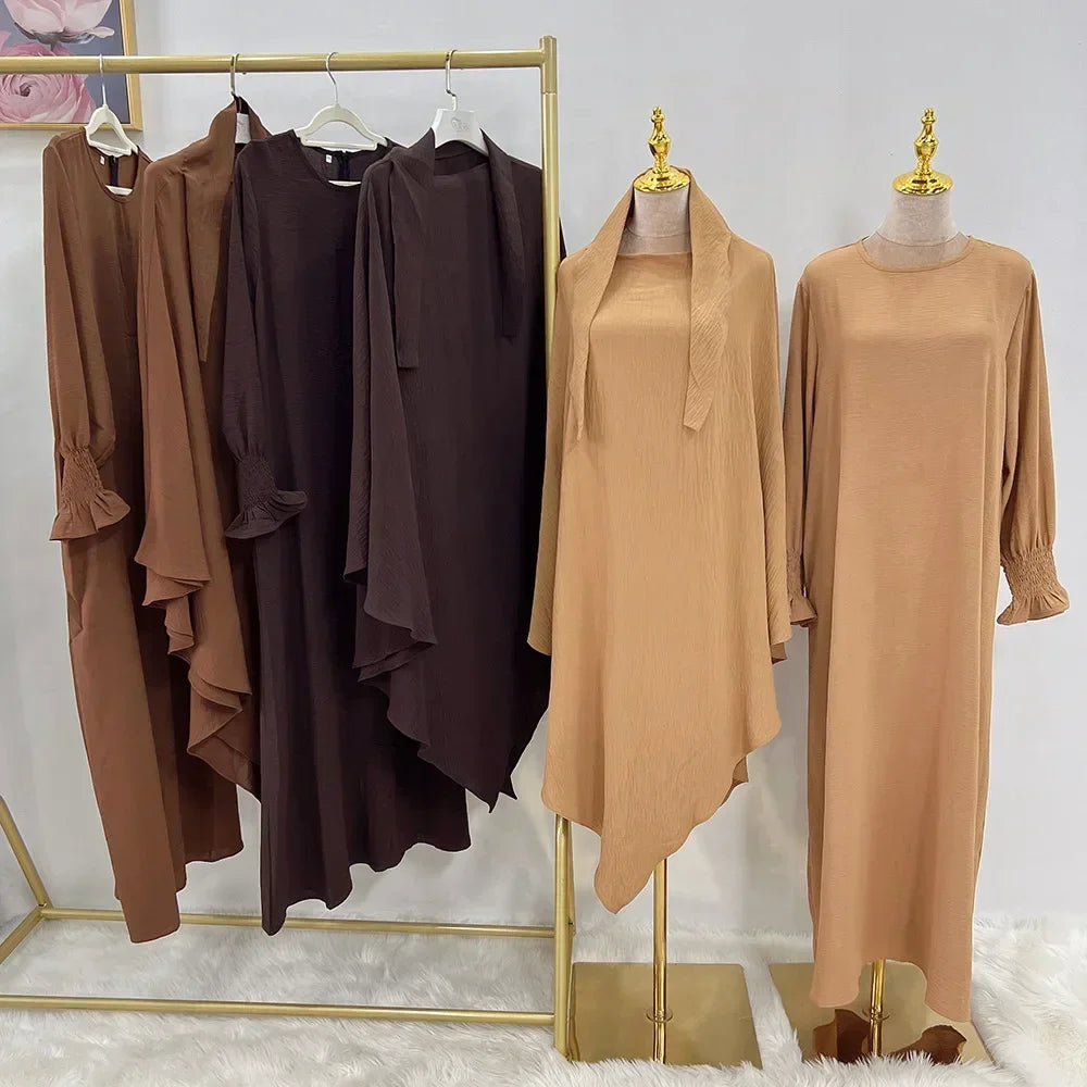 Extra Long Khimar and Abaya Jilbab 2 Piece Set Muslim Woman Prayer Garment Islamic Outfit Ramadan Eid Hijab Dress Dubai Turkey.