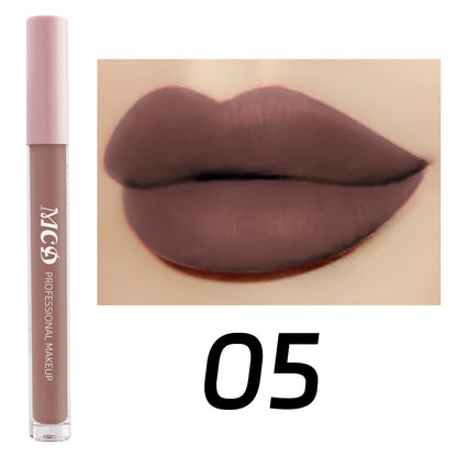 1PC Dark Brown Matte Velvet Lip Gloss Waterproof Liquid Lipstick Nude Brown Lips Korean Makeup for Lip Tint Lip Glaze Cosmetics
