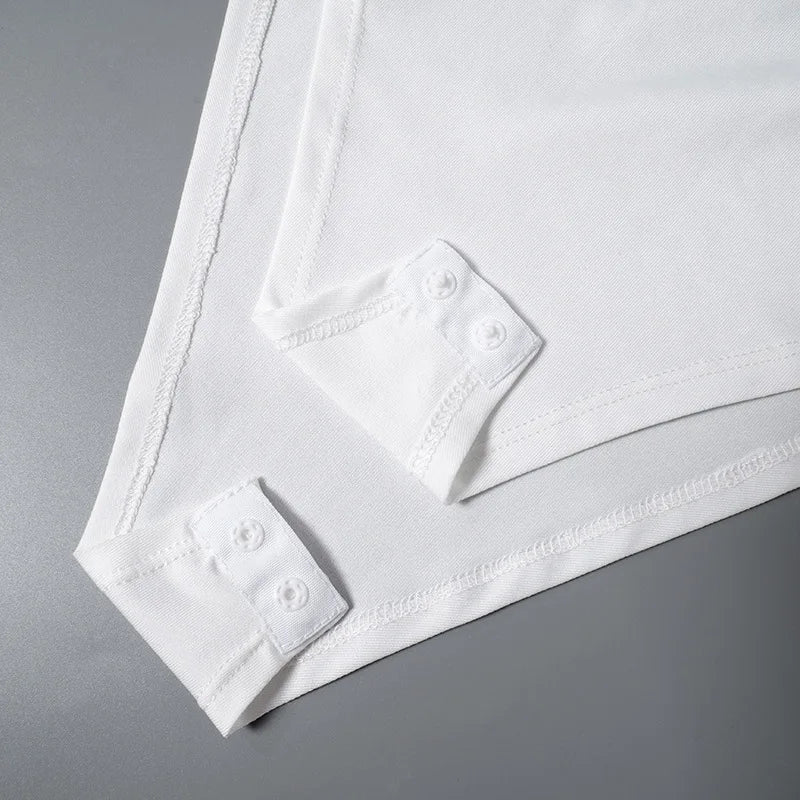 Cryptographic Fashion Ruched Sexy Backless Wrap Bodysuit Elegant Off Shoulder Slim Long Sleeve White Tops One Piece Skinny Fall.