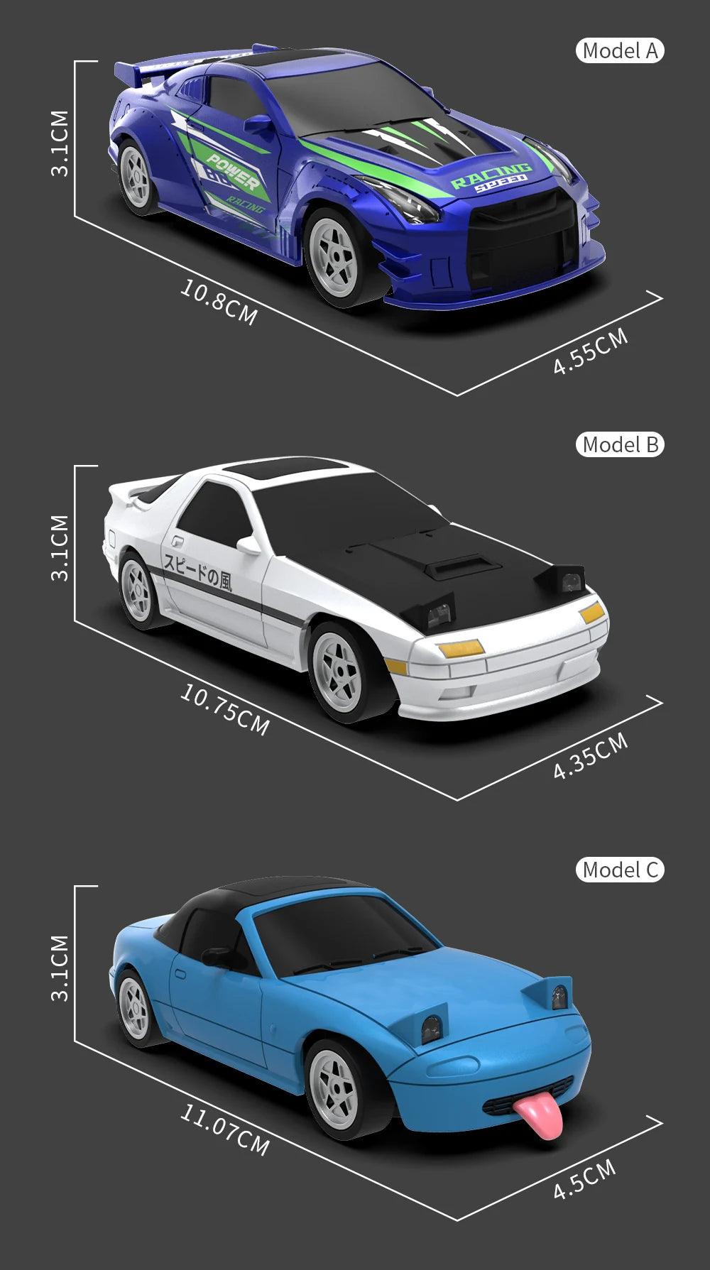 1:43 2.4G 4WD RC Drift Car with Gyroscope Fullly Proportion Remote Control Car JJRC C8827 Mini Racing Car Model Boy Toy Gift