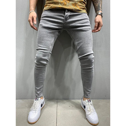 New Style of Denim Men's Jeans Cross-border Ins Trendy Black Slim High Waist Denim Pants Men.
