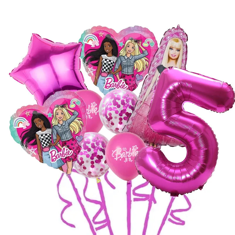 9 Stück Barbie Geburtstag Party Dekor Barbie Aluminiumfolie Ballon 32 Zoll Pink Zahlenballon Mädchen Pink Party Dekor Supplie.