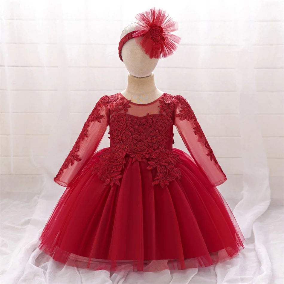 Kleinkind Rot Pailletten Mesh Kleid Mädchen Baby Einfarbig Neue Jahr Party Formale Kostüm Leistung Prinzessin Kleid Geburtstag Kleidung