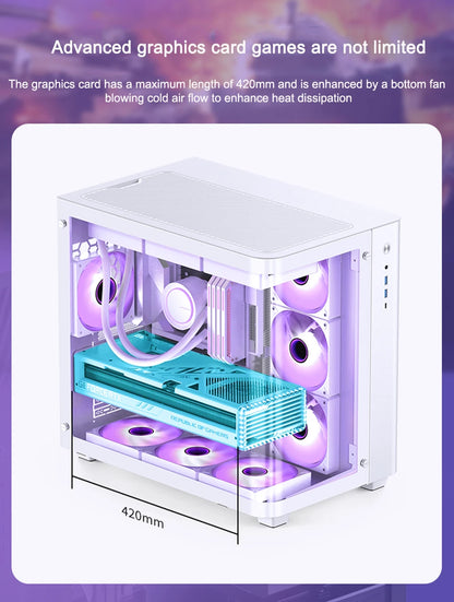 JONSBO TK-3 Desktop Chassis Curved Sea View Room Side Transparent ATX E-sports Case Double 360 Water Cooler Type-c Interface.