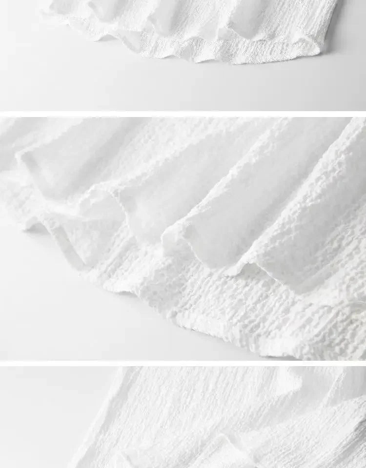 Summer Lightweight Pleated Cotton Casual Sports Set Men's Thin Comfortable Breathable Fashionable Collar Short Sleeve Two-Piece.