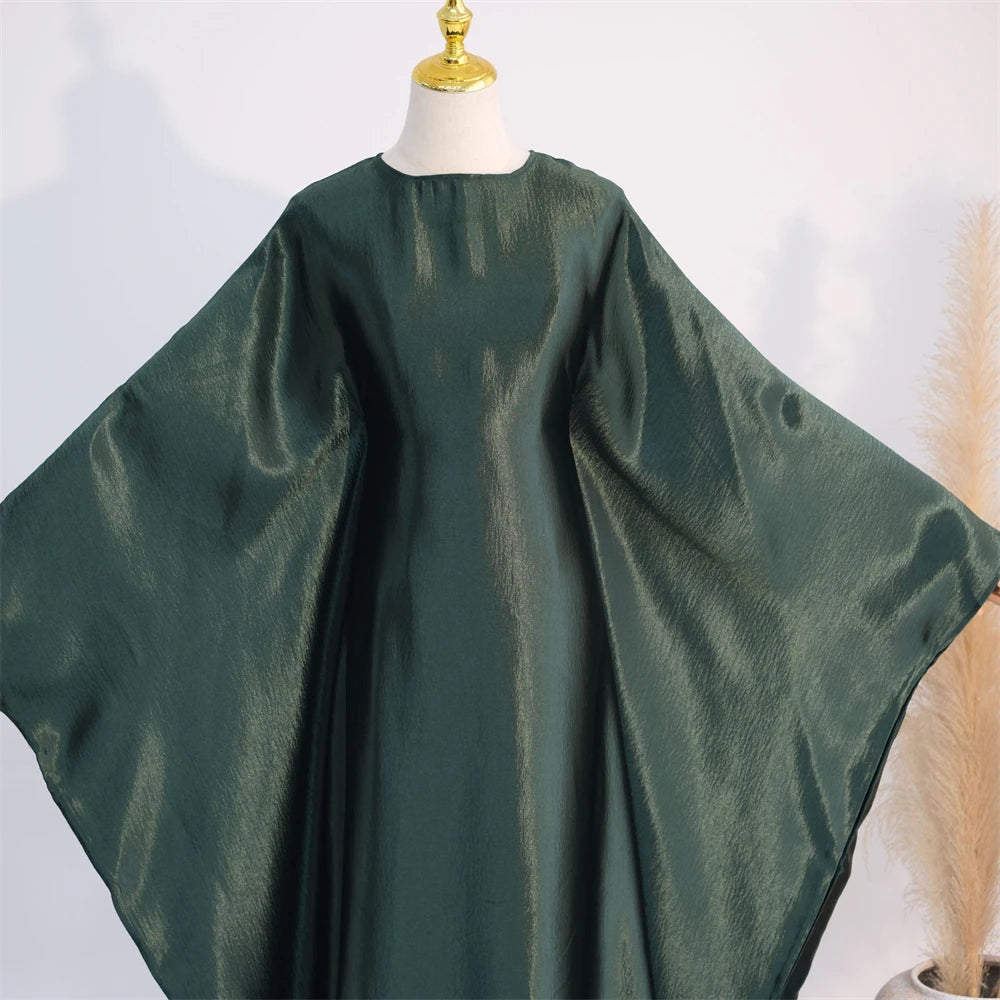 Eid Batwing Satin Shimmer Soft Crepe Abaya Dubai Luxury 2024 Islam Muslim Maxi Kaftan Dress Kebaya Abayas For Women Vestidos