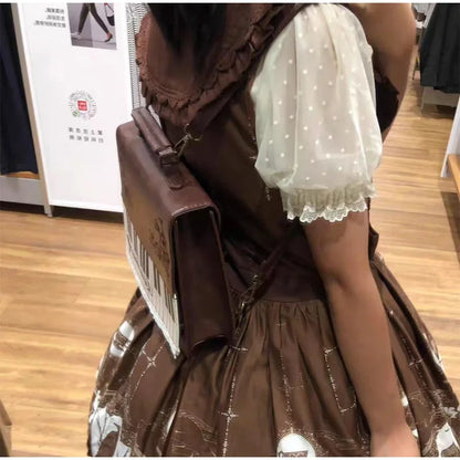 Fashion Polka Dot Ladies Piano Bag New Style Niche Underarm Shoulder Bag Sweet Personality Piano Backpack Women's Bag Square Bag