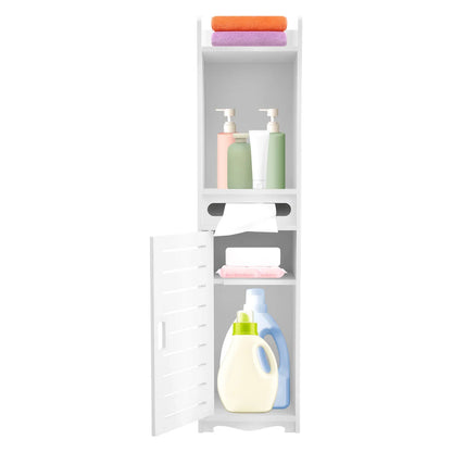 Schlankes Badezimmerschrank-Set, verstellbare Badezimmerschränke für Taschentücher, Shampoo, Badezimmer, Wohnzimmer, Arbeitszimmer, Weiß, 20 x 20 x 80 cm