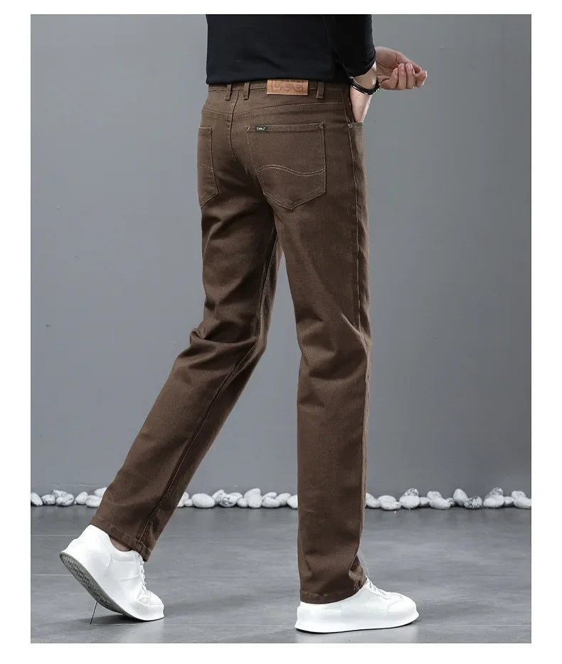 2024 herbst/Winter Neue männer Jeans Business Lose-Fit Gerade Bein Hohe Taille Baumwolle Casual Trendy hosen.