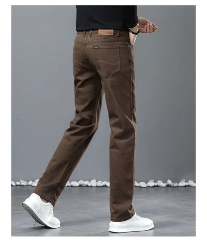 2024 herbst/Winter Neue männer Jeans Business Lose-Fit Gerade Bein Hohe Taille Baumwolle Casual Trendy hosen.