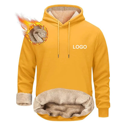 Customized Fleece Liner Hoodies Men Fashion Autumn and Winter Long Sleeve Personality Printed Sweatshirts Hoody Thick Pullovers.