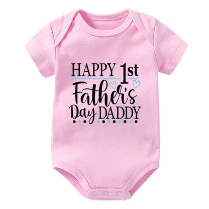 Happy 1st Vatertag Papa Druck neugeborenes Baby Jungen Mädchen Stram pler Kleidung Kleinkind Sommer Kurzarm Body Väter Tag Geschenke