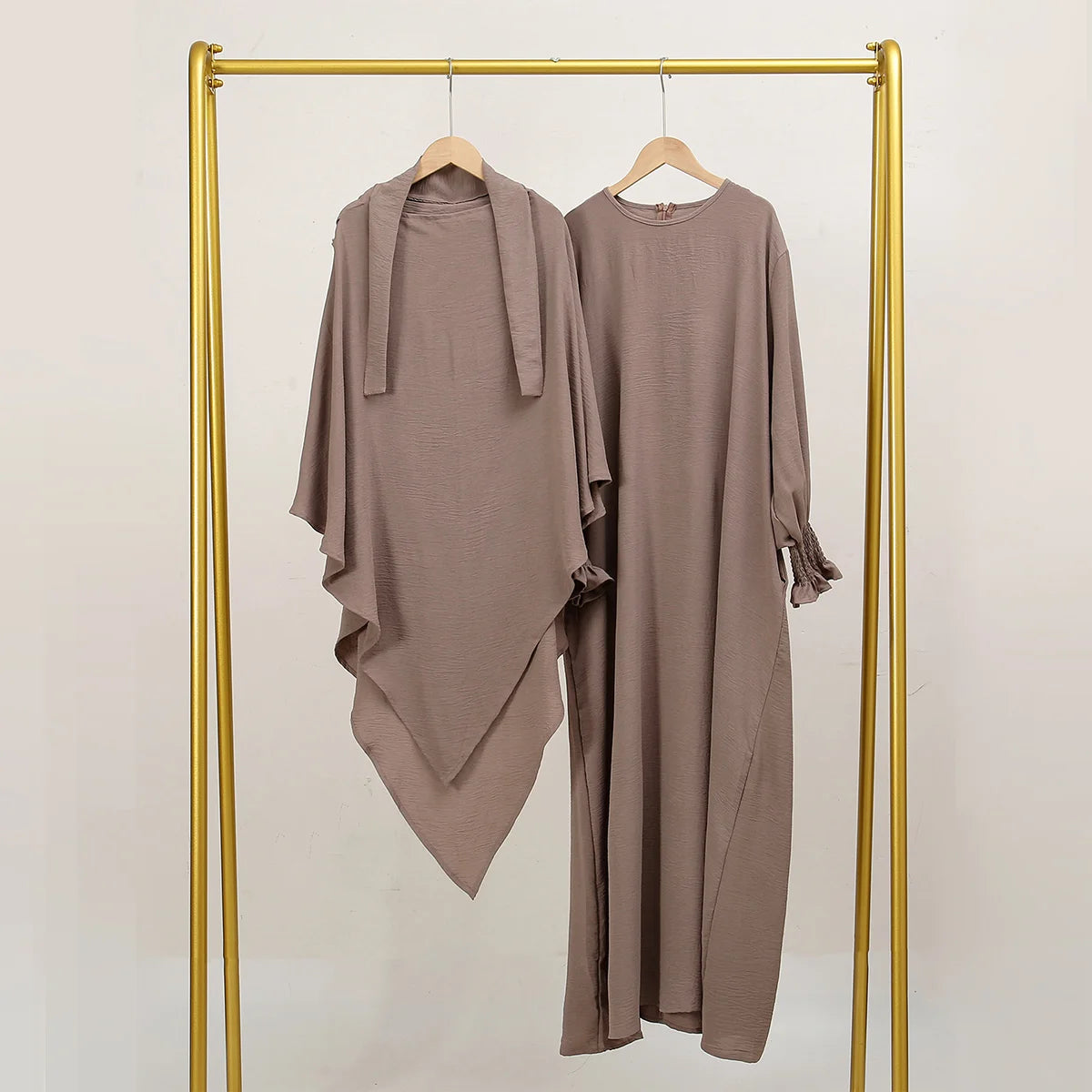 Two Piece Jilbab Prayer Set Abaya for Woman Batwing Hijab Dress Muslim Kimono Kaftan Robe Long Khimar Islam Cloth Jilbab Ramadan.