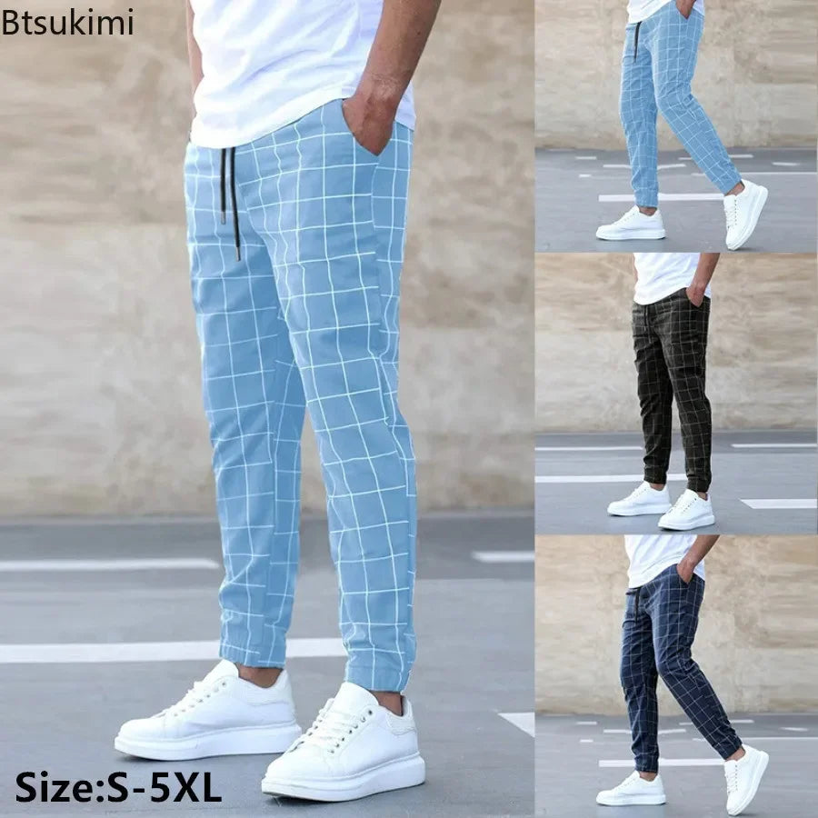 2025 neue Frühling Herbst Casual Hosen männer Plaid Kordelzug Lose Hosen Trend Streetwear Jogginghose Männlichen Business Sport Hosen.