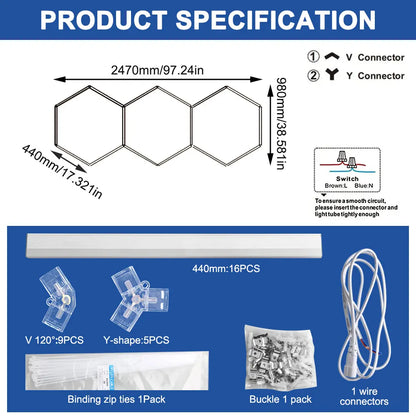 High brightness honeycomb hexagonal garage LED light 6500K suitable for garages, 4S workshops, car beauty shops, gyms.