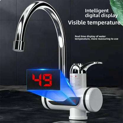 Electric Hot Cold Mixer Tap 3000W Instant Heating Faucet 360 Degree Rotation Fast Heating Tap Digital Kitchen Bathroom Supplies