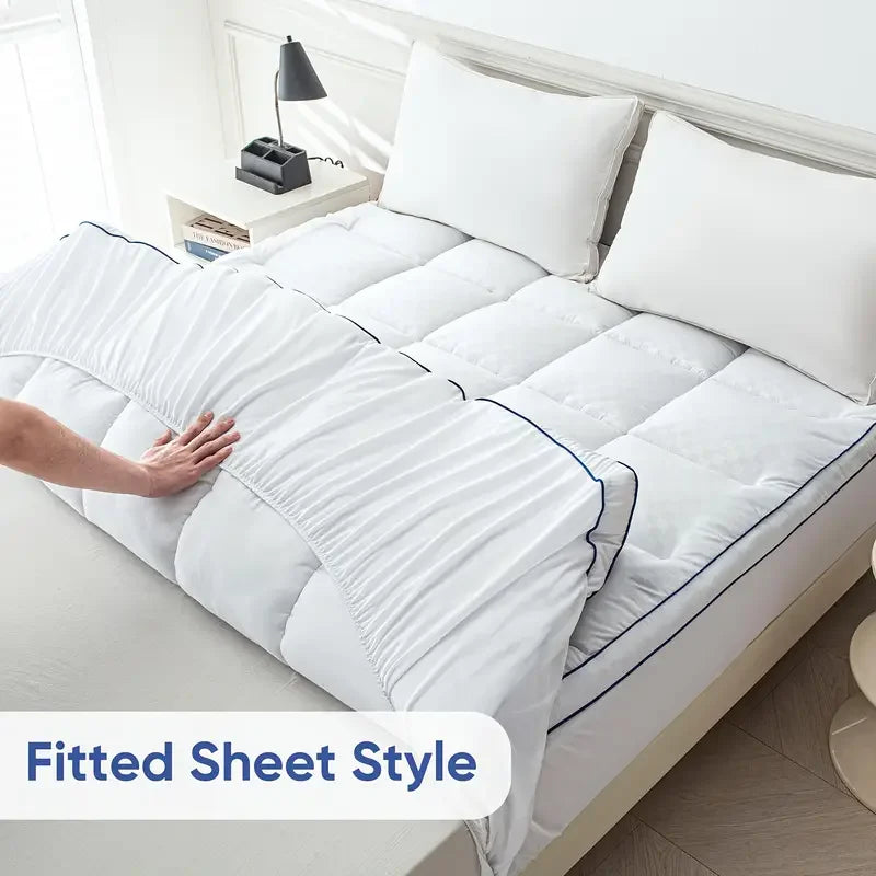 Cooling Mattress Topper , Extra Thick Mattress Pad Pillow Top Mattress Cover Quilted Fitted Mattress Protector.