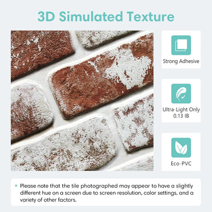 10pcs 3D Brick Wall Stickers Self-adhesive Faux Brick Wall Panels, Matt, Waterproof, 30 x 30cm, Living Room Bedroom Wall Decor