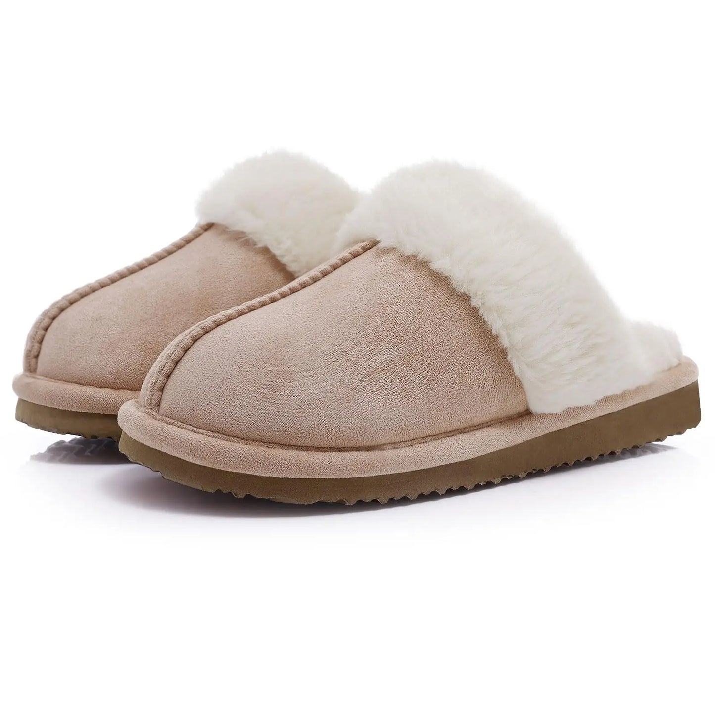 Kidmi Winter Men Plush Slippers Suede Fuzzy Soft Fluffy Collar Lining Men Slippers Indoor Warm Furry Fur House Flat Men Shoes