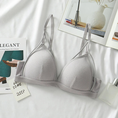 Sexy Women Bra Wire Free Brassiere Push Up Lingerie French Triangle Cup Bra Underwear Thread Top Female Intimates Bralette