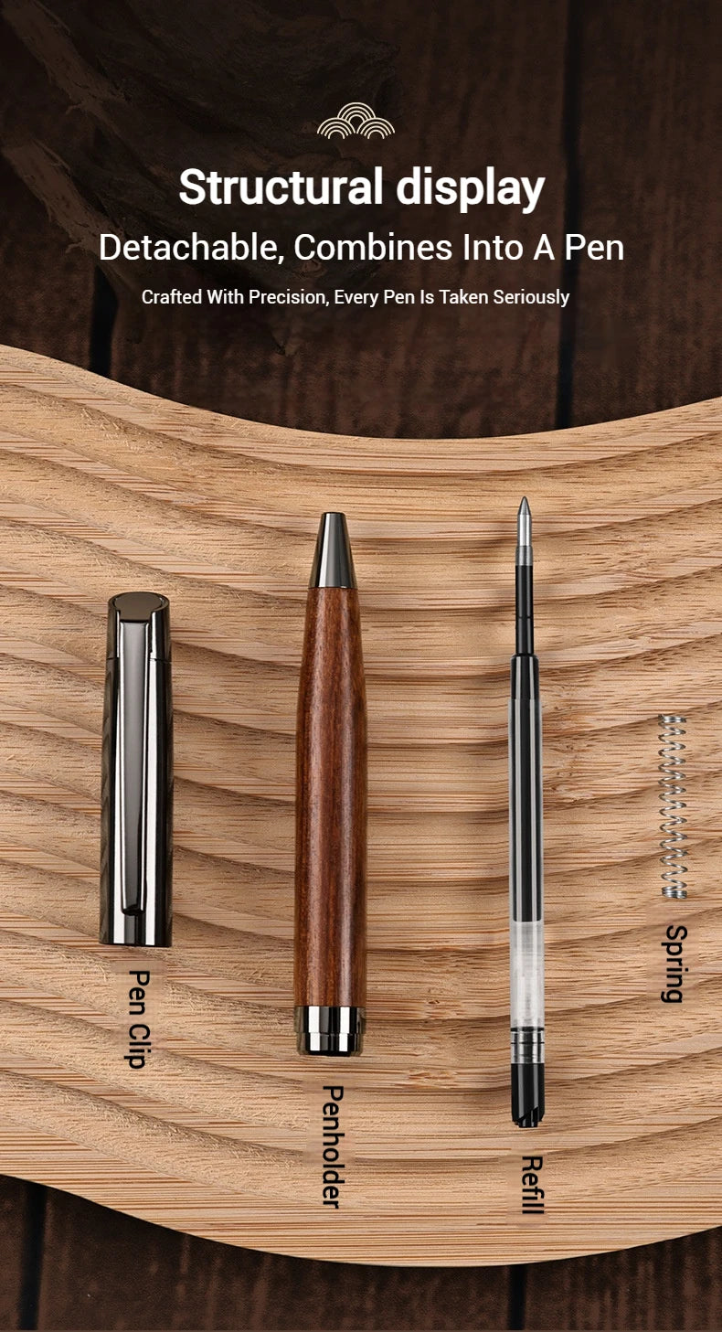 Luxuriöser Kugelschreiber aus Holz und Metall, mittlere Spitze, für Geschäftsbüros, Schule, Büromaterial.