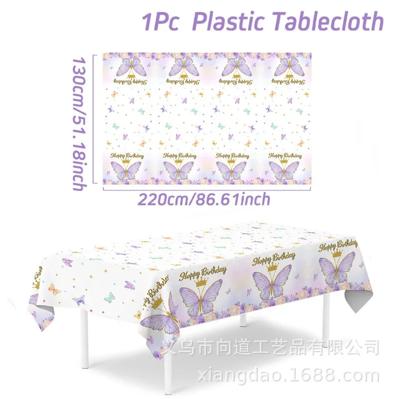 Schmetterling Geburtstag Party Dekoration Mädchen Einweg Geschirr Set Pappteller Tasse Ballon Tischdecke Schmetterling Thema Liefert.