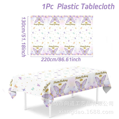 Schmetterling Geburtstag Party Dekoration Mädchen Einweg Geschirr Set Pappteller Tasse Ballon Tischdecke Schmetterling Thema Liefert.