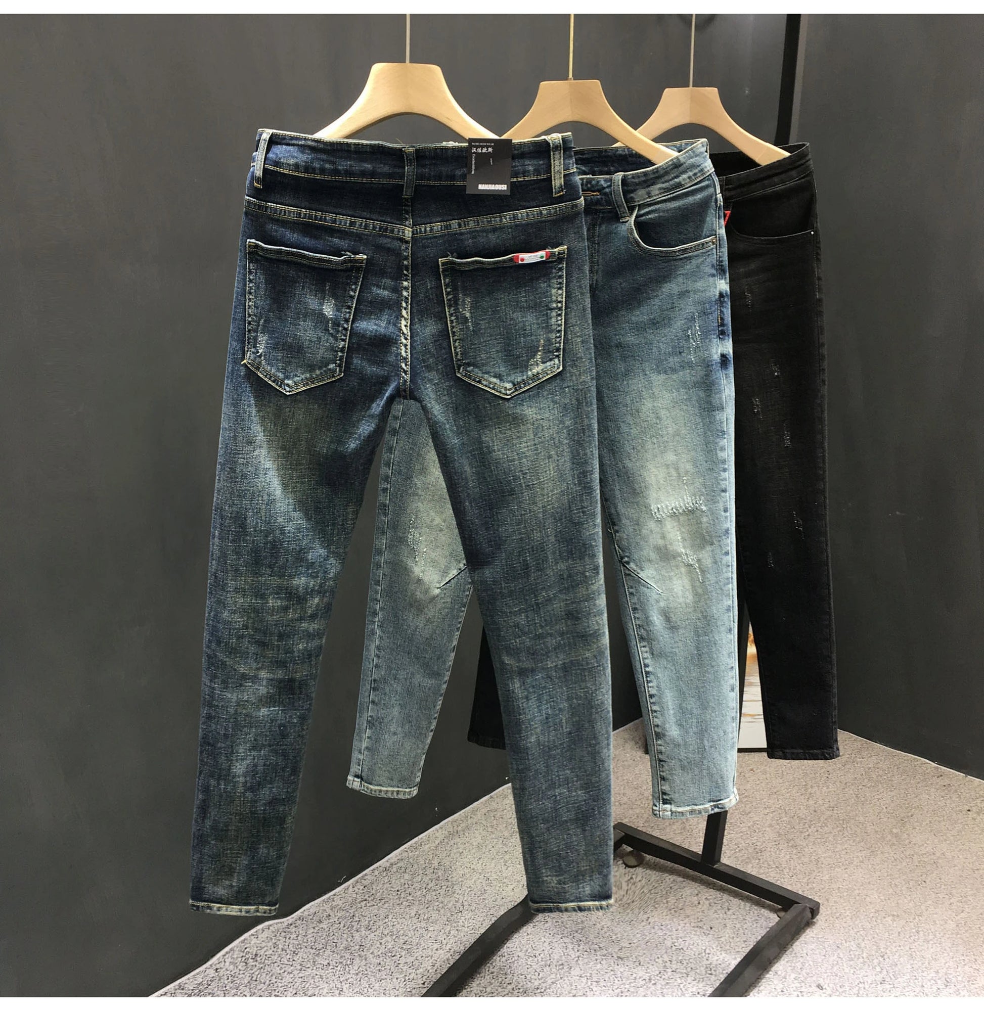 Y2k  Men Fashion Stylish Brand Denim Pants High Quality Designer Slim Fit All-match Trousers Casual Stretch Pencil Cropped Jeans.