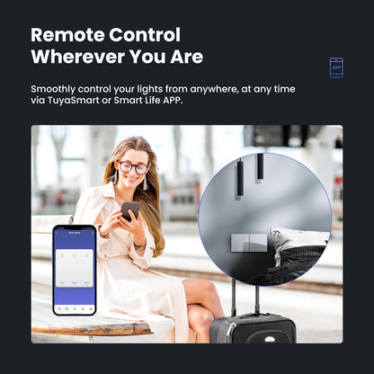 GIRIER Smart Lichtschalter WiFi Druckknopf Wandschalter Neutralleiter erforderlich 1/2/3/4 Gang Funktioniert mit Tuya Alexa Google Home.