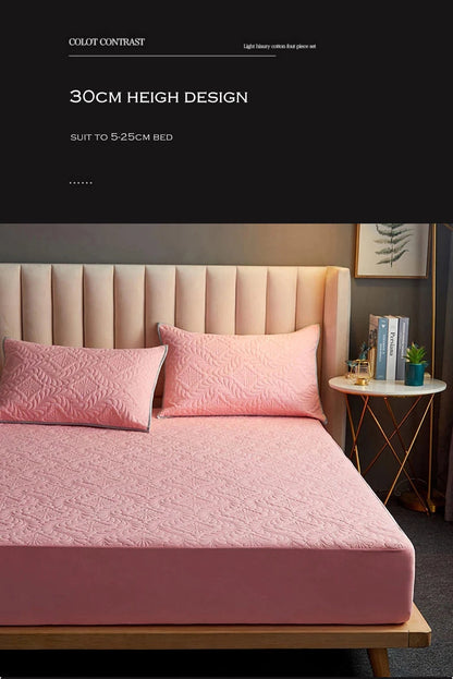 Quilted Waterproof Mattress Protector Cover Elastic Fitted Sheet Style Double Bed Protection Pad Twin Queen King 140 160x200cm.