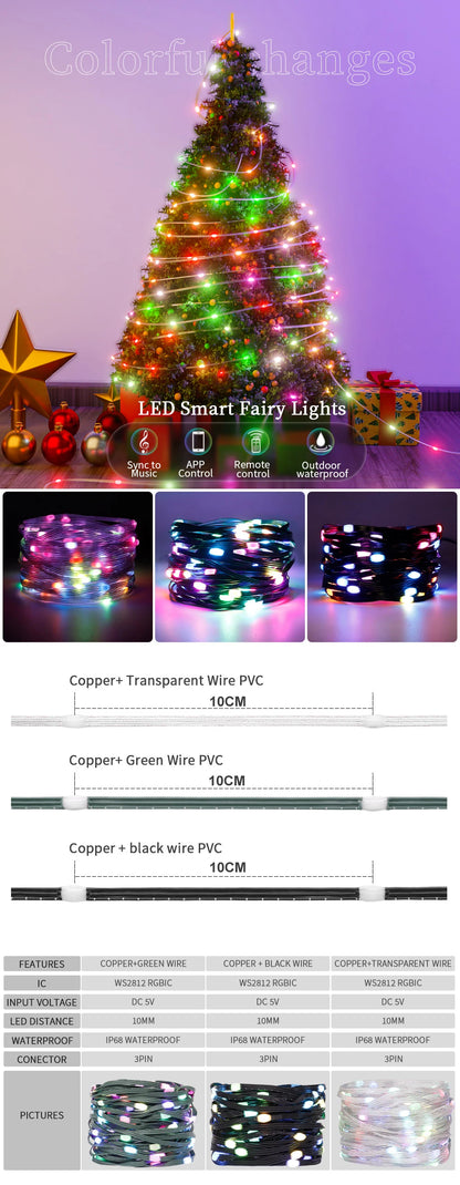 DC5V Adressierbare WS2812B LED String Transport Grün Schwarz Draht WS2812 3PIN Draht RGB Streifen Weihnachten Lichter Wasserdichte Dekor.