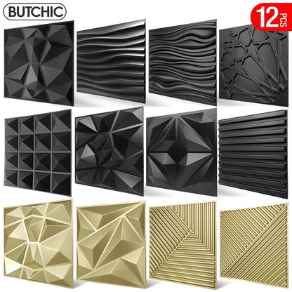 12pcs 30x30cm Champagne gold color 3D Wall Panel Shining Gold 3D Wall Sticker Wedding party background wall art Wood grain paper