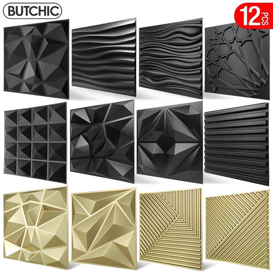 12pcs 30x30cm Champagne gold color 3D Wall Panel Shining Gold 3D Wall Sticker Wedding party background wall art Wood grain paper