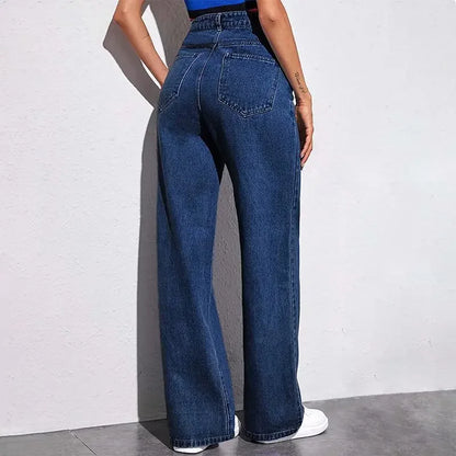 High Waist Wide Leg Jeans Women Summer New Slimming Floor Length Straight Retro American Drapey Loose Fit Casual Trousers.