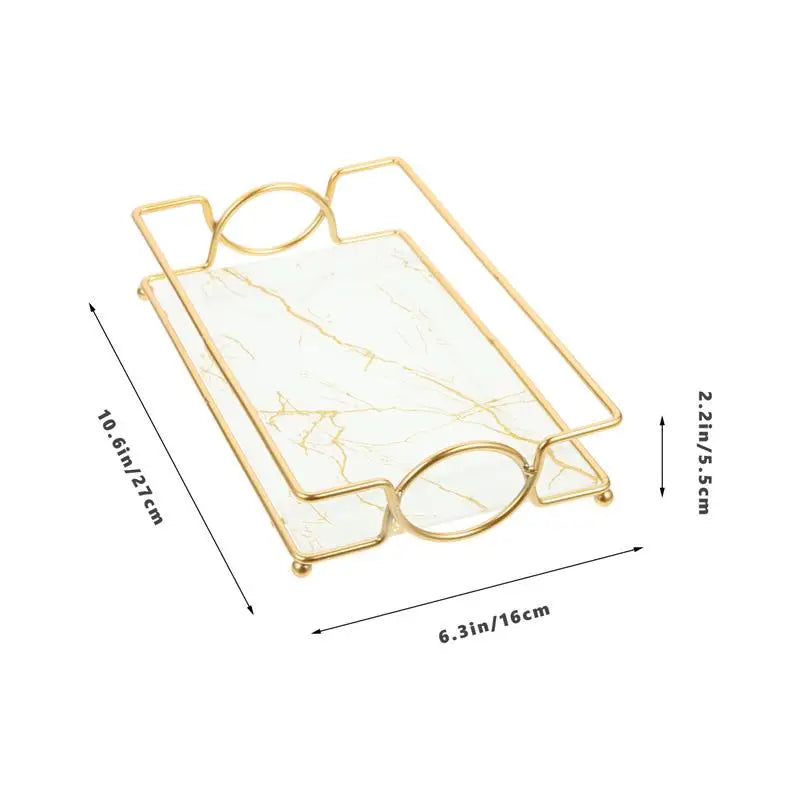 Bathroom Bathroom Trays with Iron Frame Perfume Tray for Dresser Bathroom Countertop Tray Makeup Organizer Cosmetics Storage.