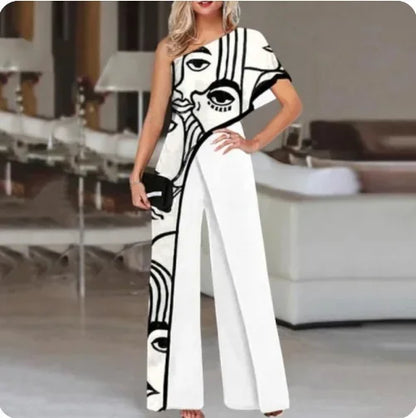 2024 Amazon Independent Station Women's Jumpsuit Slimming Fashionable Color Blocking Women's Trousers Jumpsuit Casual Style.