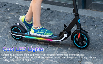 RCB Kids e-Scooter for Children 6-12 Years, 150 W Motor - Max 16 km/h - Rainbow Light-folk Electric Scooter Children.