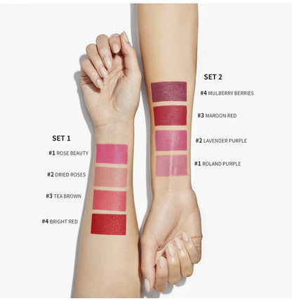 4 pcs/set Cigarette Lipstick Set Long Lasting Lip Glaze Matte Lip Gloss Waterproof Lip Stick Tube Nude Lip Tint Makeup Cosmetics