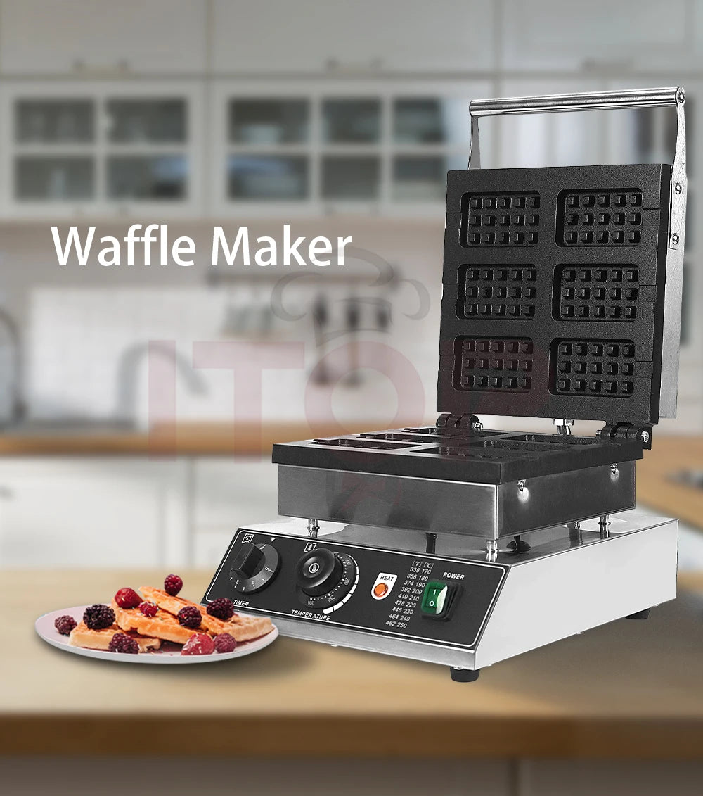 ITOP Commercial Electric Waffle Machine Sandwich Plum Crisp Donut Maker Food Shaper French Waffle Maker Non-stick Coating.