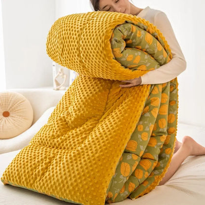 Home Textiles Comforter Stitch Printed Velvet Quilt Comforter Throw Blankets for Beds Winter Thicken Warm Quilt Core Bedding 이불