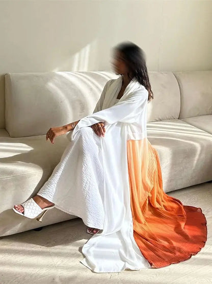 Ramadan Open Chiffon Kimono Abaya Kaftans Turkey Islam Muslim Dress Prayer Clothes Women Djellaba Kebaya Robe Femme Musulmane.